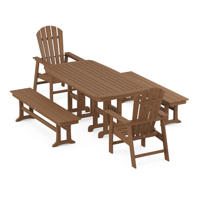 Polywood South Beach 5-Piece Dining Set with Benches PWS1280-1