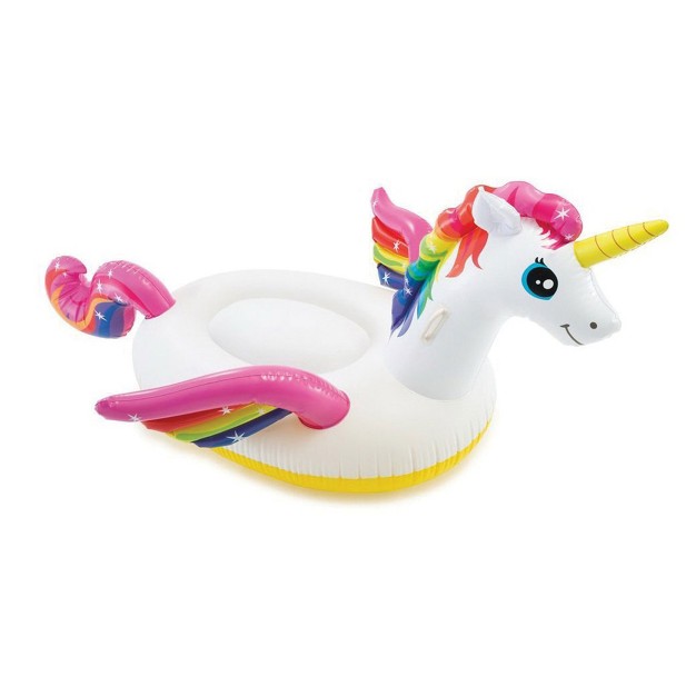 Intex Durable Premium Raft Grade Vinyl Unicorn Inflatable Ride On Pool Float With 2 Heavy Duty Handles And Repair Patch Multicolor