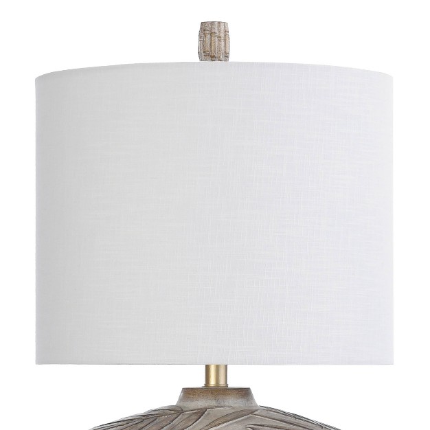 Lalita Palm Leaf Print Table Lamp With Fabric Shade White gold Stylecraft