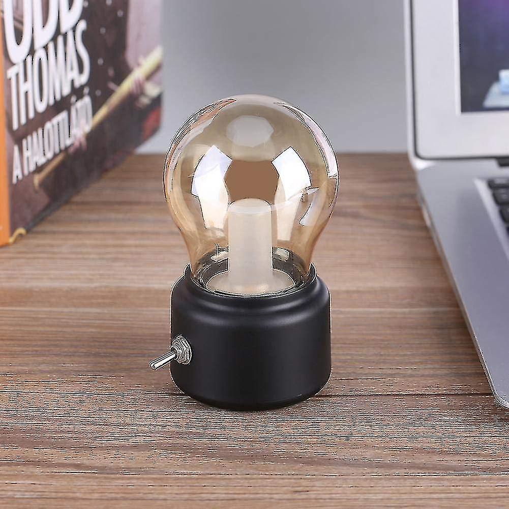 Retro Led Night Light Usb Rechargeable Table Lamp Bedside Lamp For Bedroom， Hallway， Kitchen，black