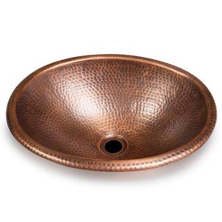 Monarch Abode 17 in. Hand Hammered Oval Drop-In Bathroom Sink in Pure Copper 17003