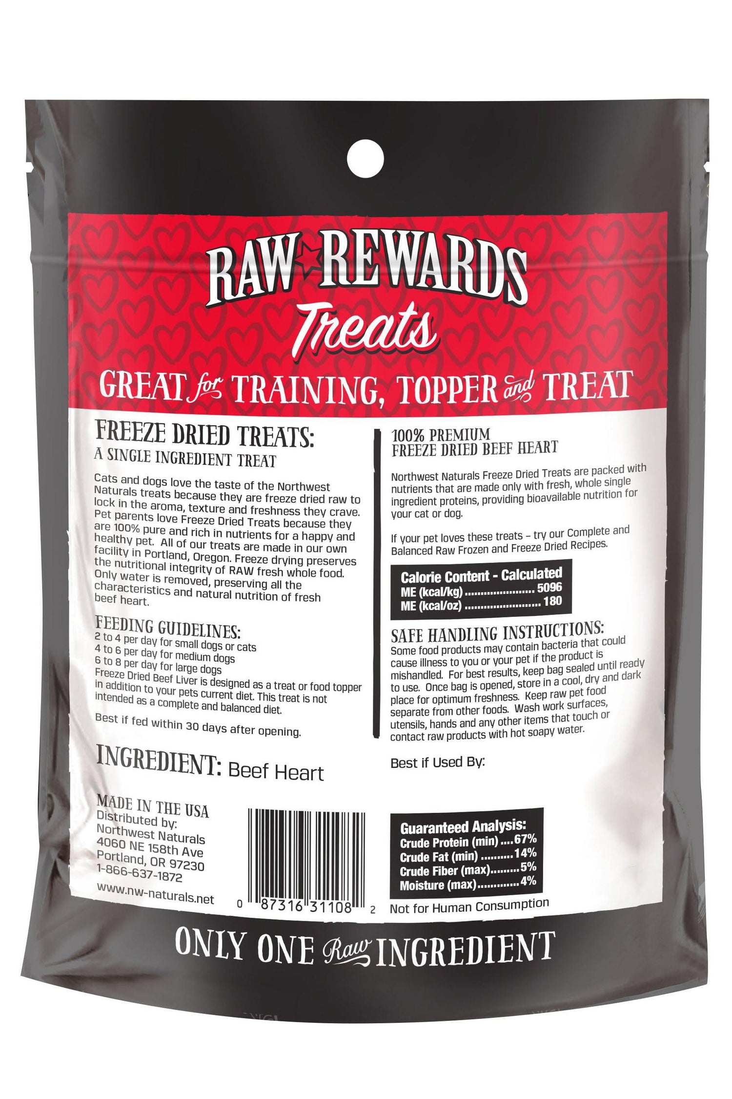 Northwest Naturals Beef Hearts Freeze-dried Dog Treats