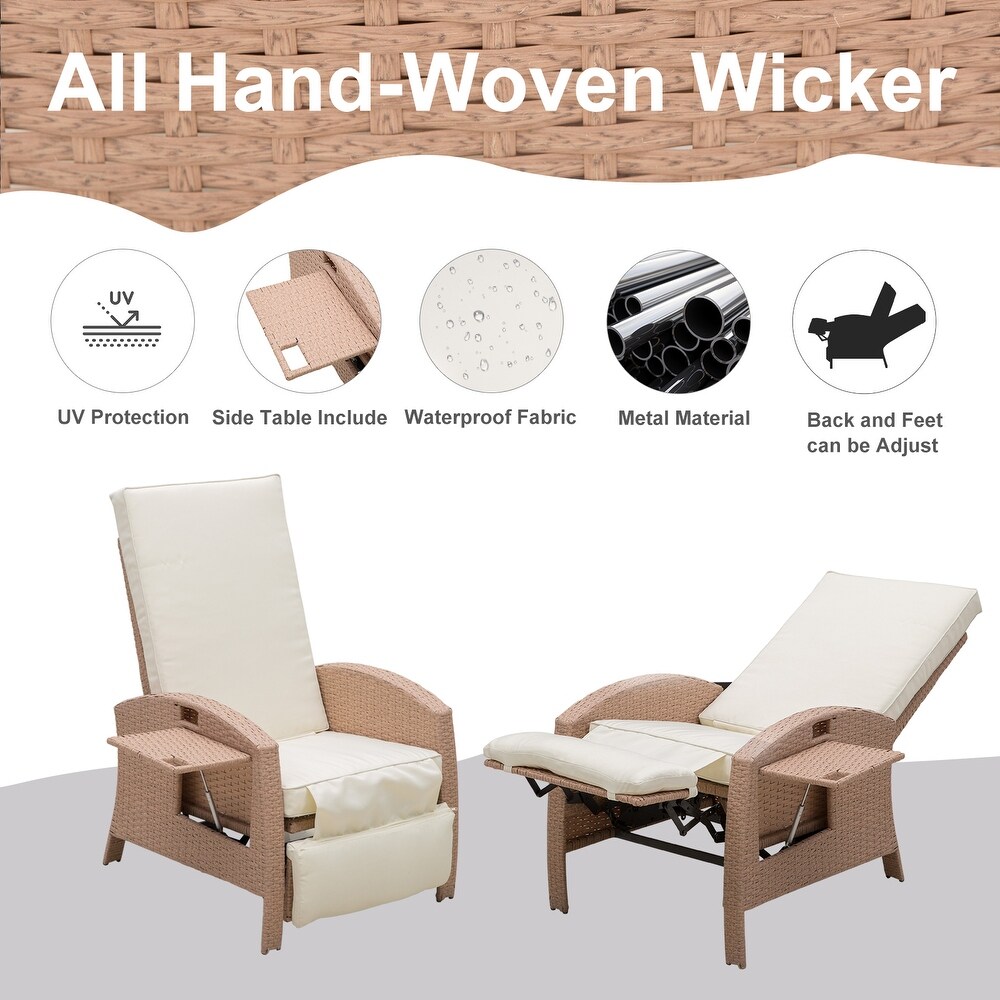 Outsunny Outdoor Rattan Wicker Adjustable Recliner Lounge Chair