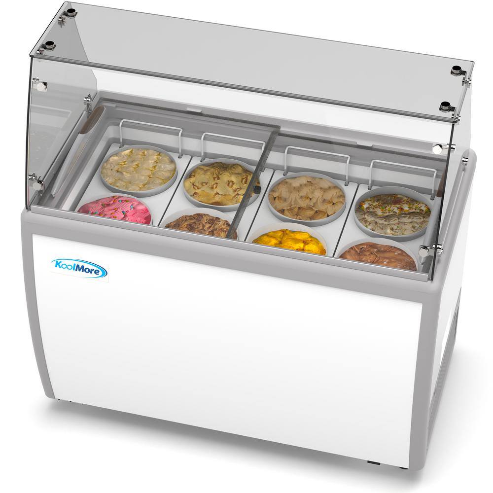 Koolmore 50 in. 8 Tub Ice Cream Dipping Cabinet Display Freezer with Sliding Glass Door and Sneeze Guard KM-ICD-49SD-FG