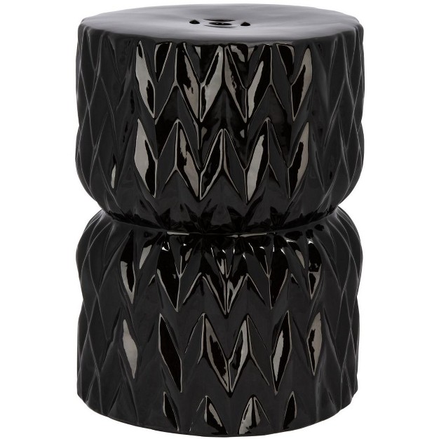 Pansy Ceramic Garden Stool Black Safavieh