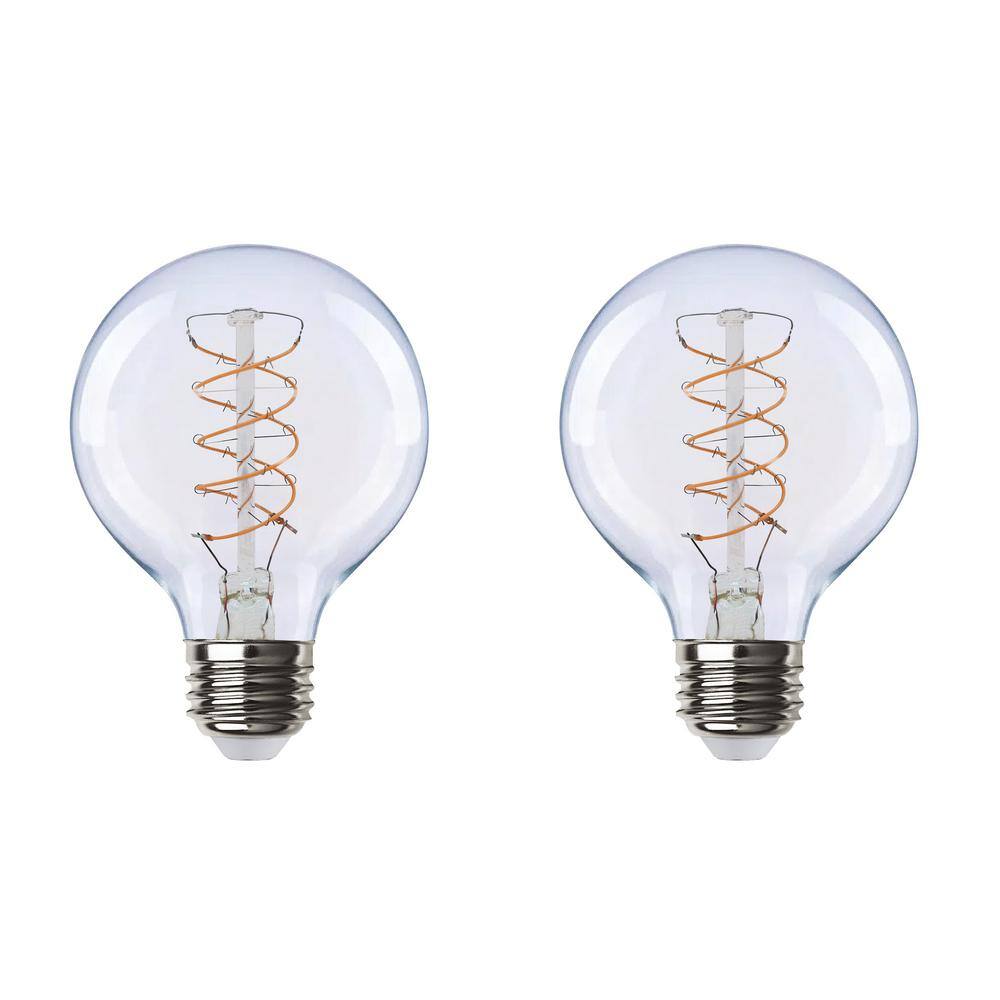 EcoSmart 40-Watt Equivalent G25 Dimmable Fine Bendy Filament LED Vintage Edison Light Bulb Bright White (2-Pack) G25C5E26830S