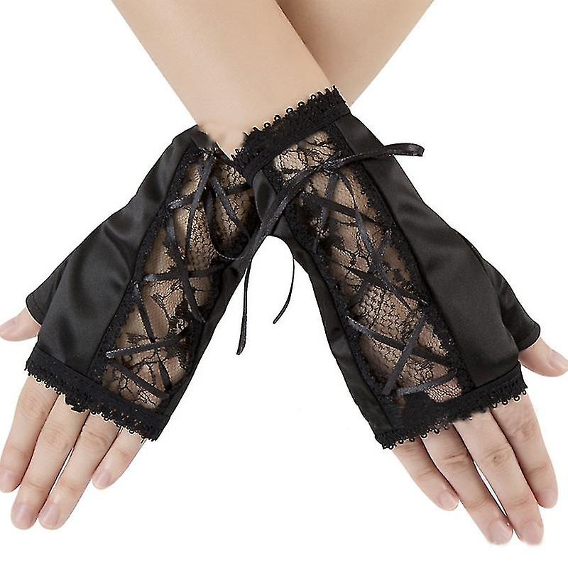 Women Bandage Rope Short Sleeve Gloves Elastic Anti-uv Delicate Cycling Gloves