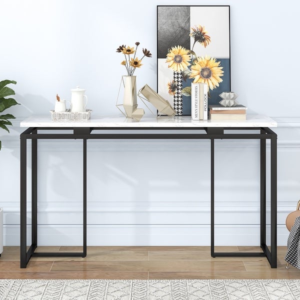 Console Table， Extra Long Entryway Table with Metal Frame|Pi