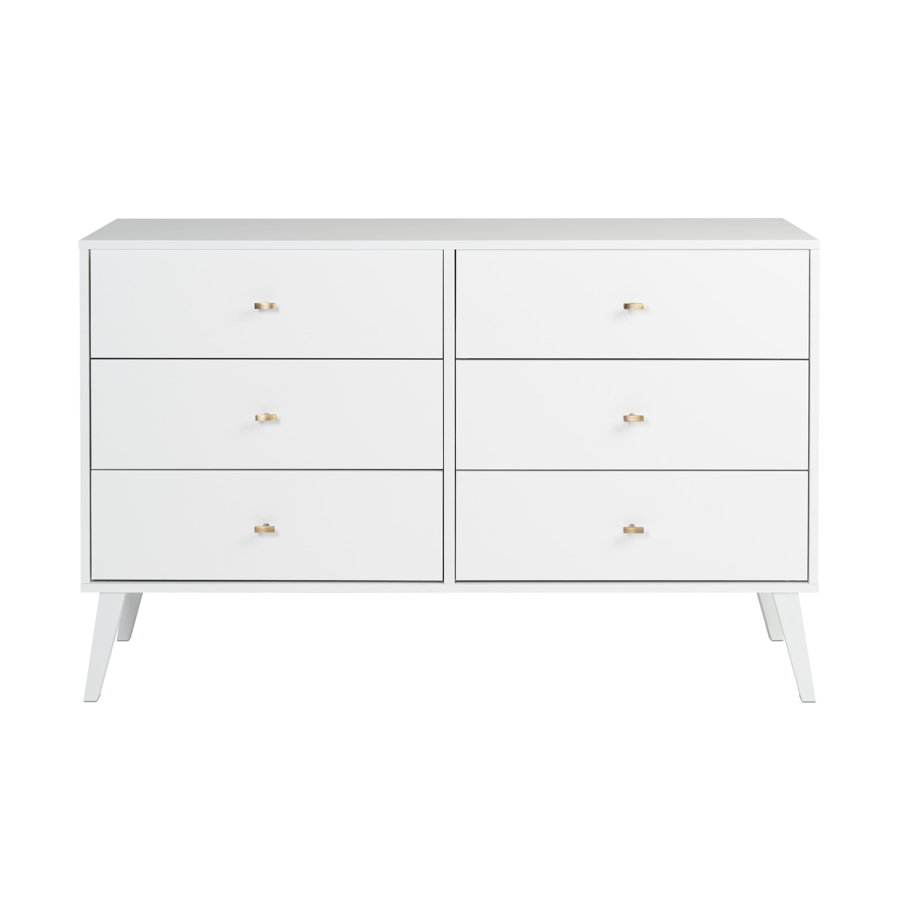 Prepac Milo Mid-Century 6 Drawer Wooden Double Dresser, 16