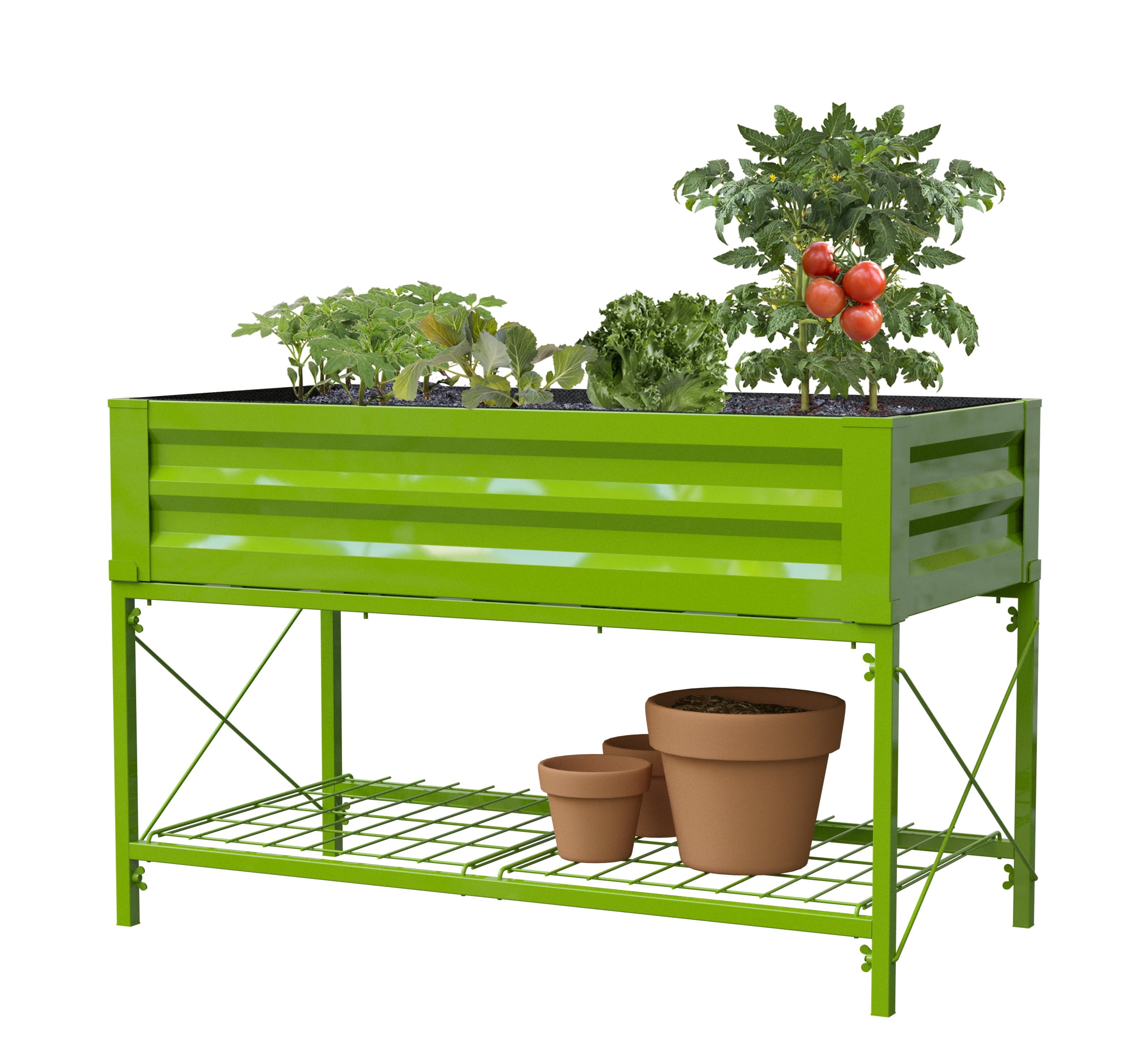 Raised Metal Planter Box on Legs Outdoor Elevated Green Garden Bed with Liner for Vegetables Flowers Herbs Patio