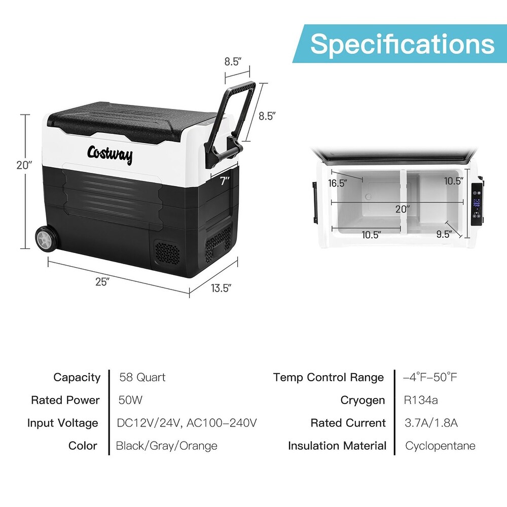 Costway 58 Quarts Car Refrigerator Portable RV Freezer Dual Zone w/   See details