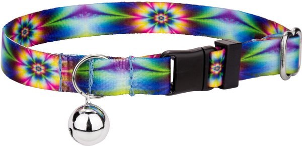 Country Brook Design Tie-Dye Flowers Polyester Breakaway Cat Collar with Bell