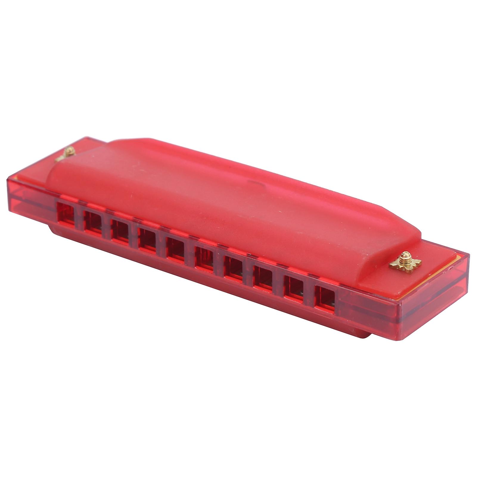 Harmonica Plastic Translucent 10 Hole With Storage Box For Kids Musical Instrumentcrimson