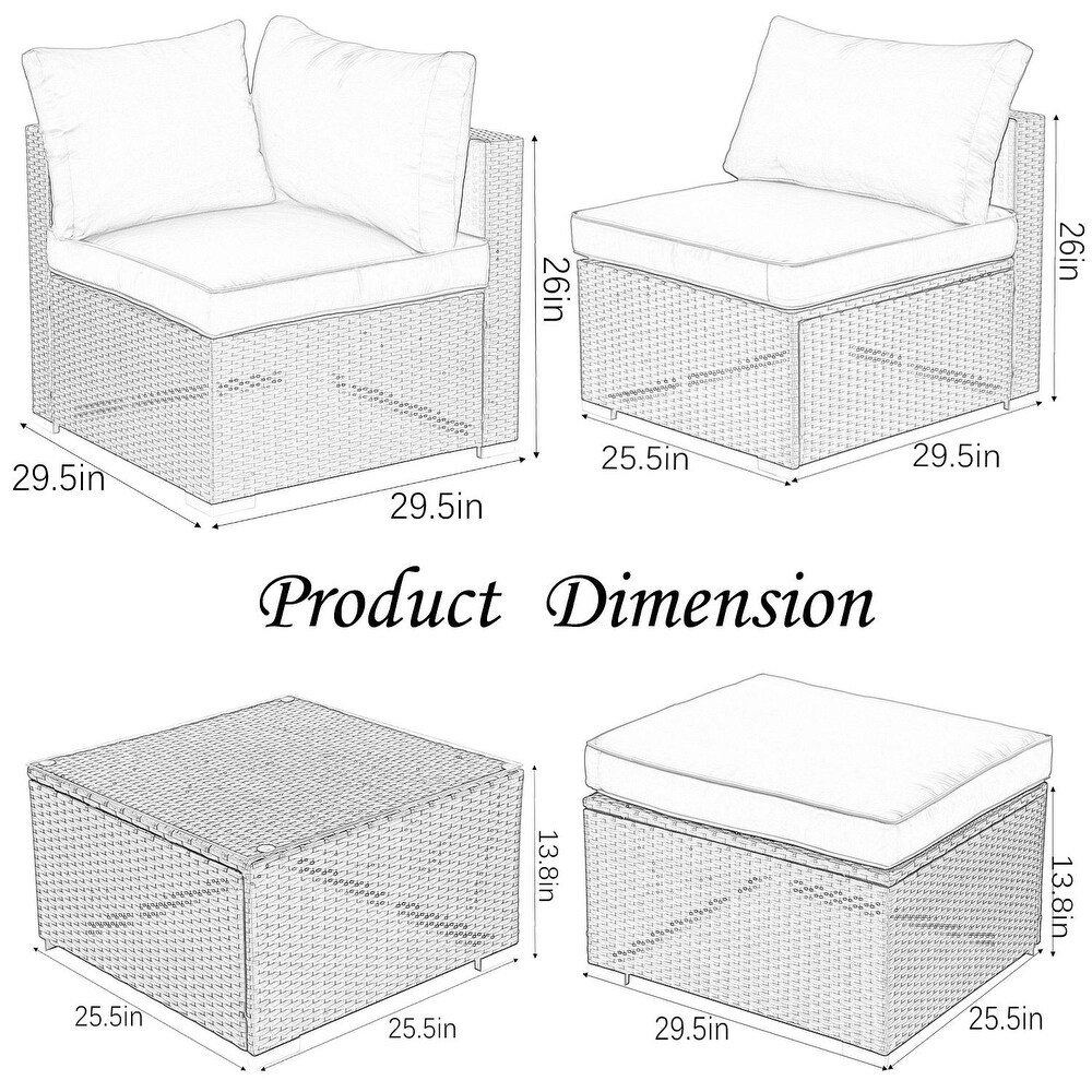 GDY Outdoor Rattan Wicker Sectional Sofa Set