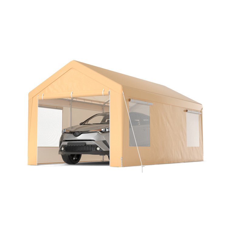 Premium 10x20ft Steel Portable Carport Canopy With Removable Sidewalls