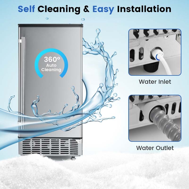 115V 80LBS/24H Commercial Ice Maker Machine with Drain Pump, 25LBS Ice Bin, Self-Cleaning Function