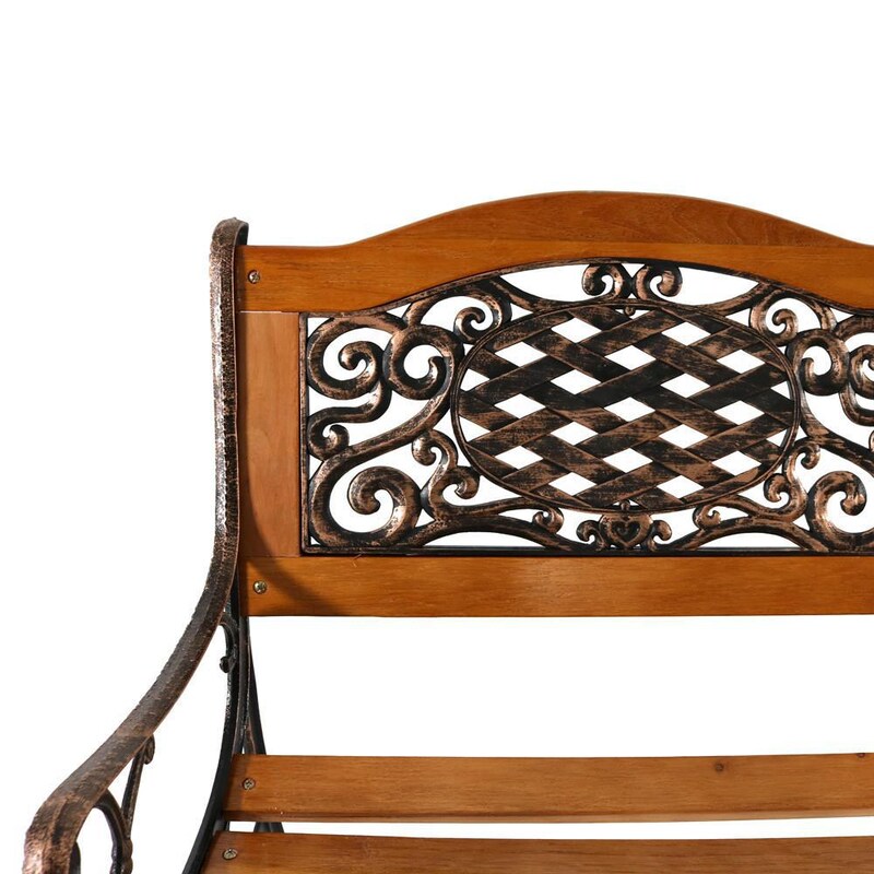 Ultimate Patio 49-Inch Ivy Crossweave Cast Iron and Wood Patio Bench