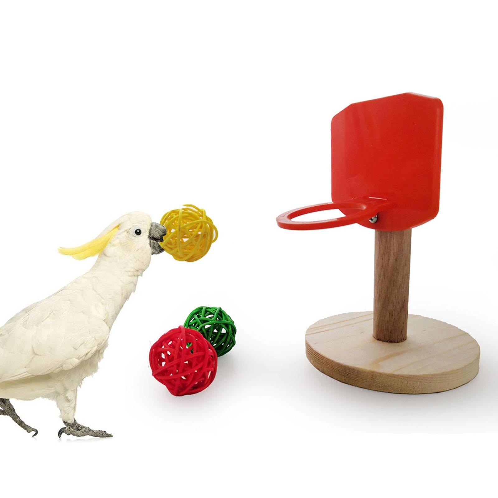 Wooden Bird Toys Basketball Training， Parrot Intelligence Toy Interactive Parrot Birds toys Small Parakeet， ， Finches， Cockatoo