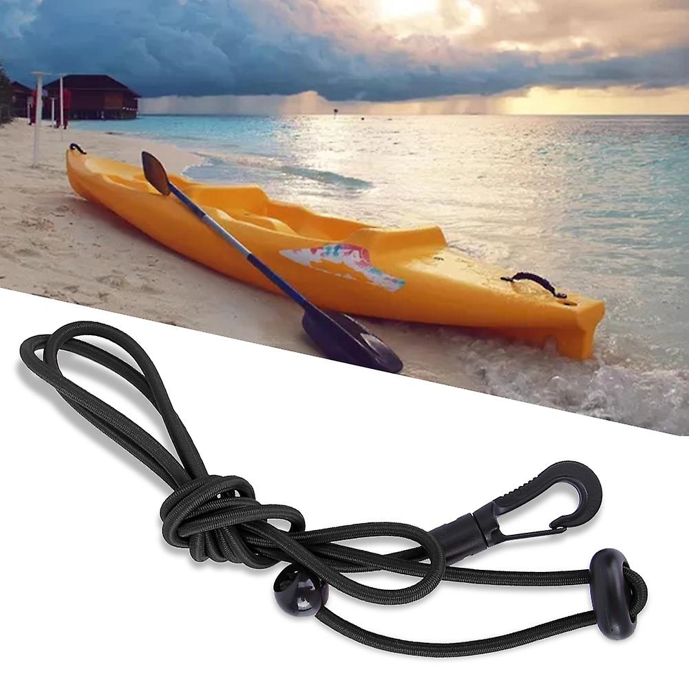 120cm Elastic String Boating Kayak Paddle Safety Rod Leash With Carabiner For Paddling(black)