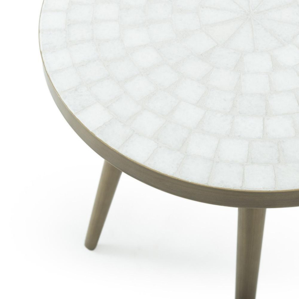 Whitе Marblе Gold Mеtal Kеmira End Tablе   Midcentury   Side Tables And End Tables   by Sideboards and Things  Houzz