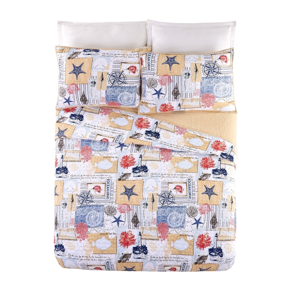 Modern Heirloom Ocean Breeze Patchwork Quilt Set