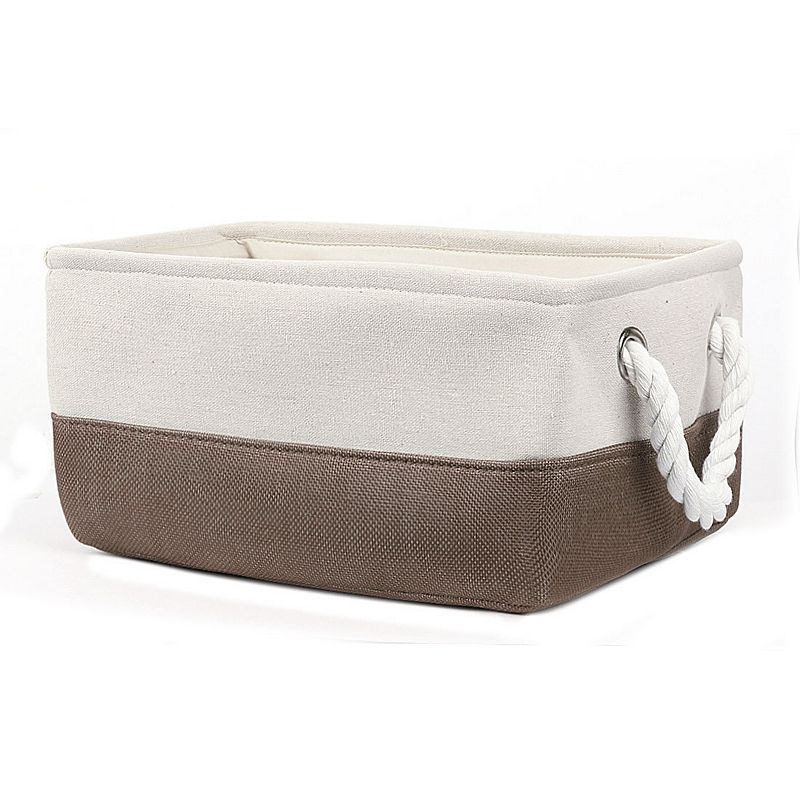 Fabric Dual Handles Laundry Bin Basket Storage Container Box S Size