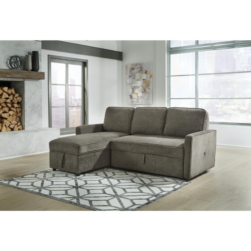 Signature Design by Ashley Kerle 2 Piece Sectional with Pop Up Bed  Hidden Storage and USB Port