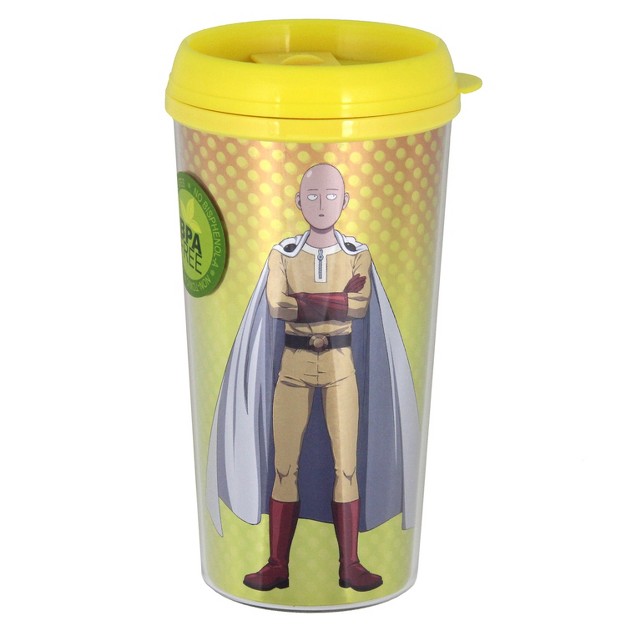 One Punch Man Hero Plastic 16 Oz Tumbler Travel Mug Yellow