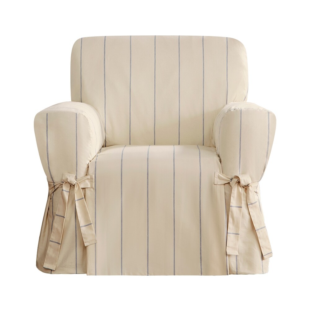 SureFit Heavyweight Cotton Duck One Piece Chair Slipcovers with Seat Elastic