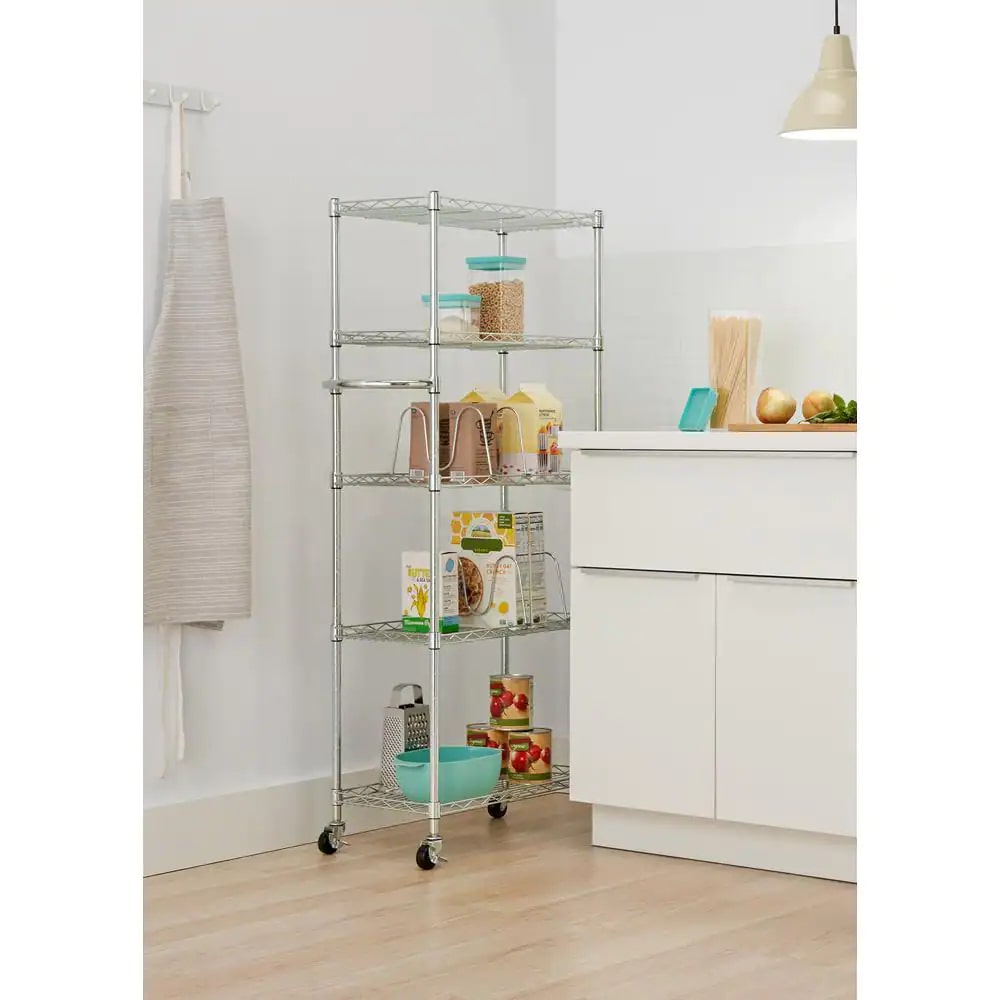 TRINITY 5-Shelf Steel Pantry Organizer with Shelf Dividers