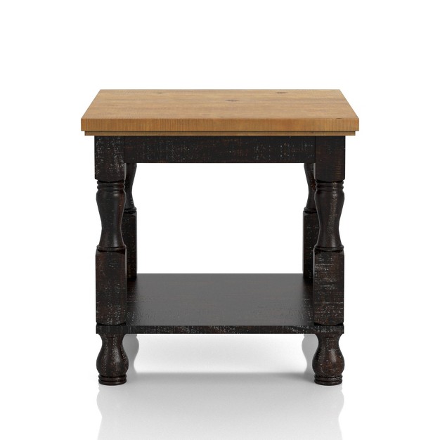 Philoree Wooden Traditional End Table Antique Black And Oak Homes Inside Out