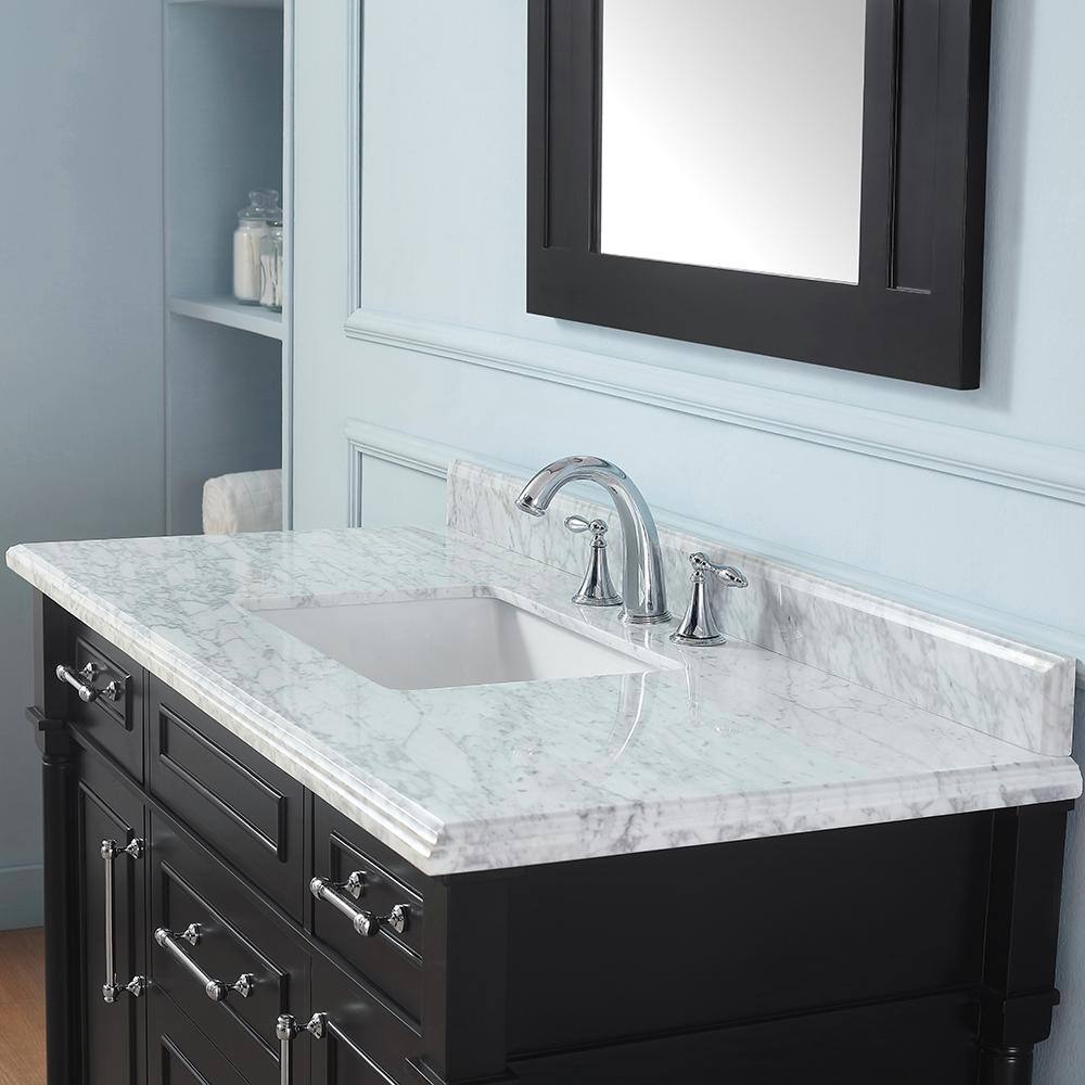 Home Decorators Collection Aberdeen 48 in. W x 22 in. D x 34.5 in. H Bath Vanity in Black with White Carrara Marble Top Aberdeen 48B