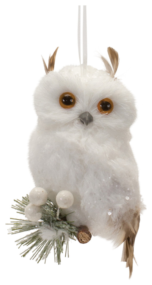 Feathered Owl Ornament  6 Piece Set(   Rustic   Christmas Ornaments   by Melrose International LLC  Houzz