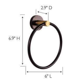 Design House Kelton Wall Mounted Towel Ring in Matte Black and Satin Gold 582767-BGD