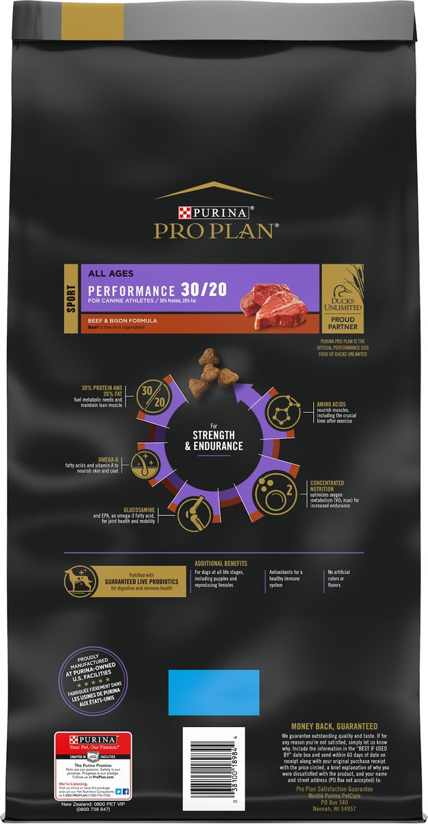 Purina Pro Plan Sport Performance All Life Stages High-Protein 30/20 Beef and Bison Formula Dry Dog Food