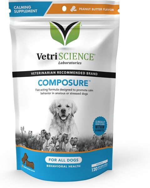 VetriScience Composure Peanut Butter Flavored Chews Calming Supplement for Dogs