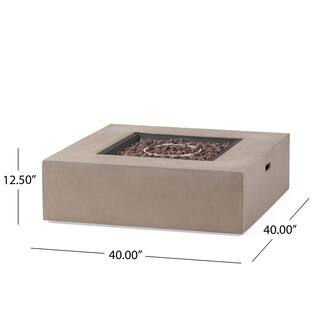 Noble House Mayfair Light Gray Square Stone Fire Pit (No Tank Holder) 10061