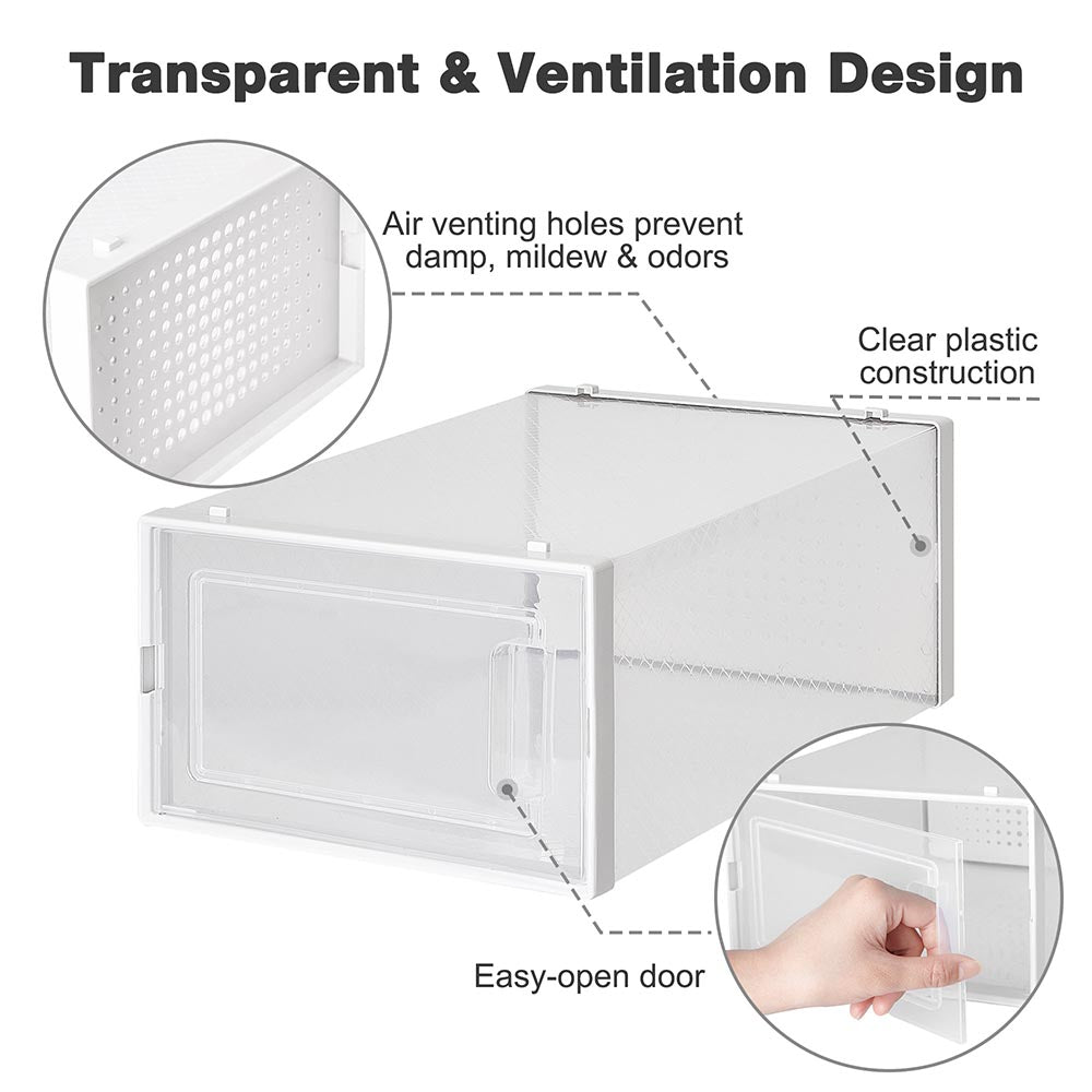 Yescom Clear Shoe Box Stackable Under Bed Storage 13x9x5