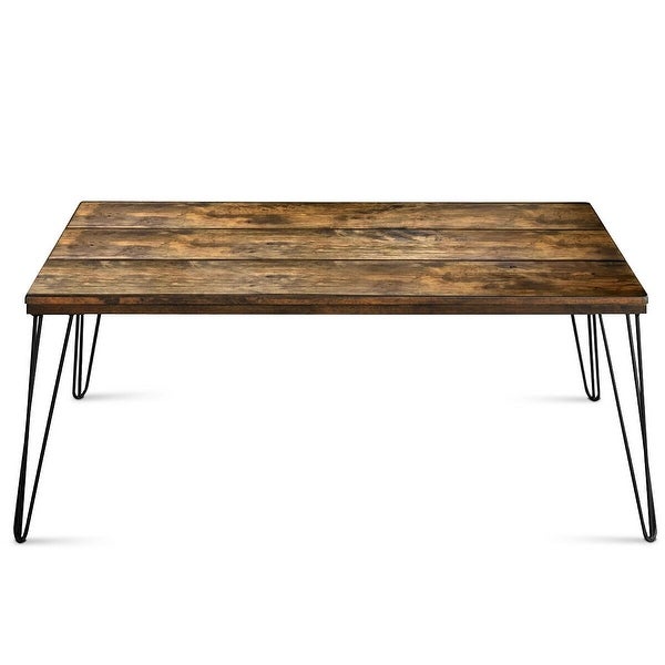 GZMR Rustic Industrial Solid Wood Rectangular Cocktail Coffee Table