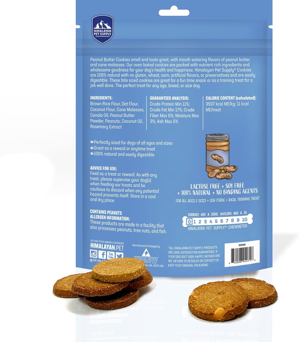 Himalayan Pet Supply Grain-Free Peanut Butter Cookies Crunchy Dog Treats， 14-oz bag