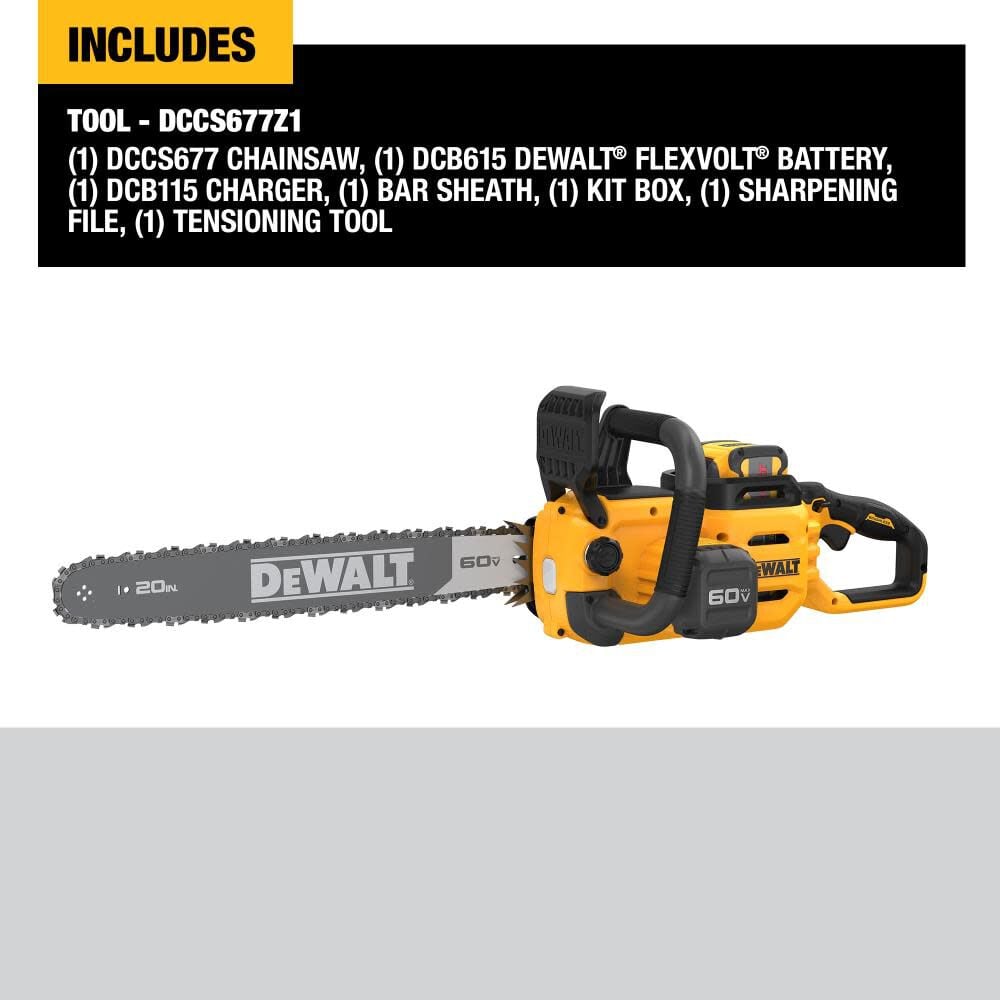 DEWALT FLEXVOLT 60V MAX Chainsaw Brushless Cordless 20" 5Ah Kit DCCS677Z1 from DEWALT