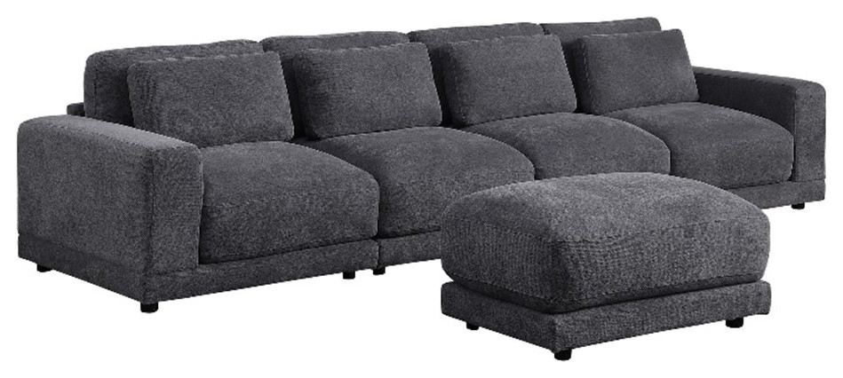 Devion Furniture 5 Piece Upholstered Fabric Modular Sofa in Dark Gray   Living Room Furniture Sets   by Homesquare  Houzz