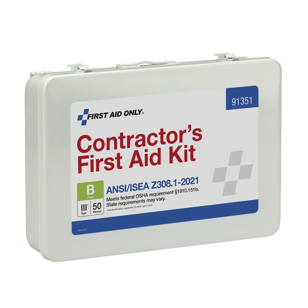 First Aid Only First Aid Kit 50 Person Contractor Metal Portable ;