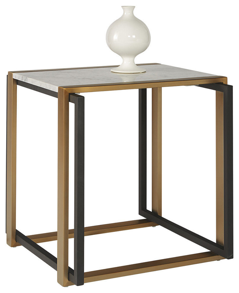 Garnet End Table  Black/Brass  White Marble   Transitional   Side Tables And End Tables   by Sunpan Modern Home  Houzz