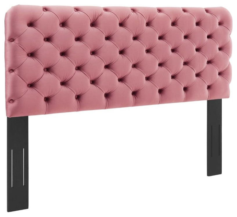 Modway Lizzy Tufted Full/Queen Performance Velvet Headboard in Dusty Rose   Transitional   Headboards   by Homesquare  Houzz