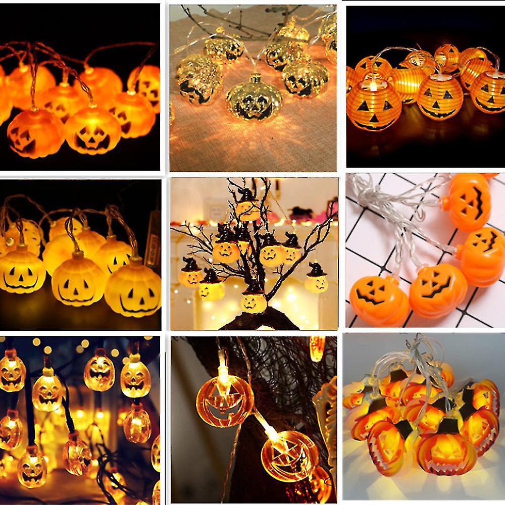 Halloween 10led 1.5m Pumpkin Lights， Battert Operated， Electroplating Pumpkin