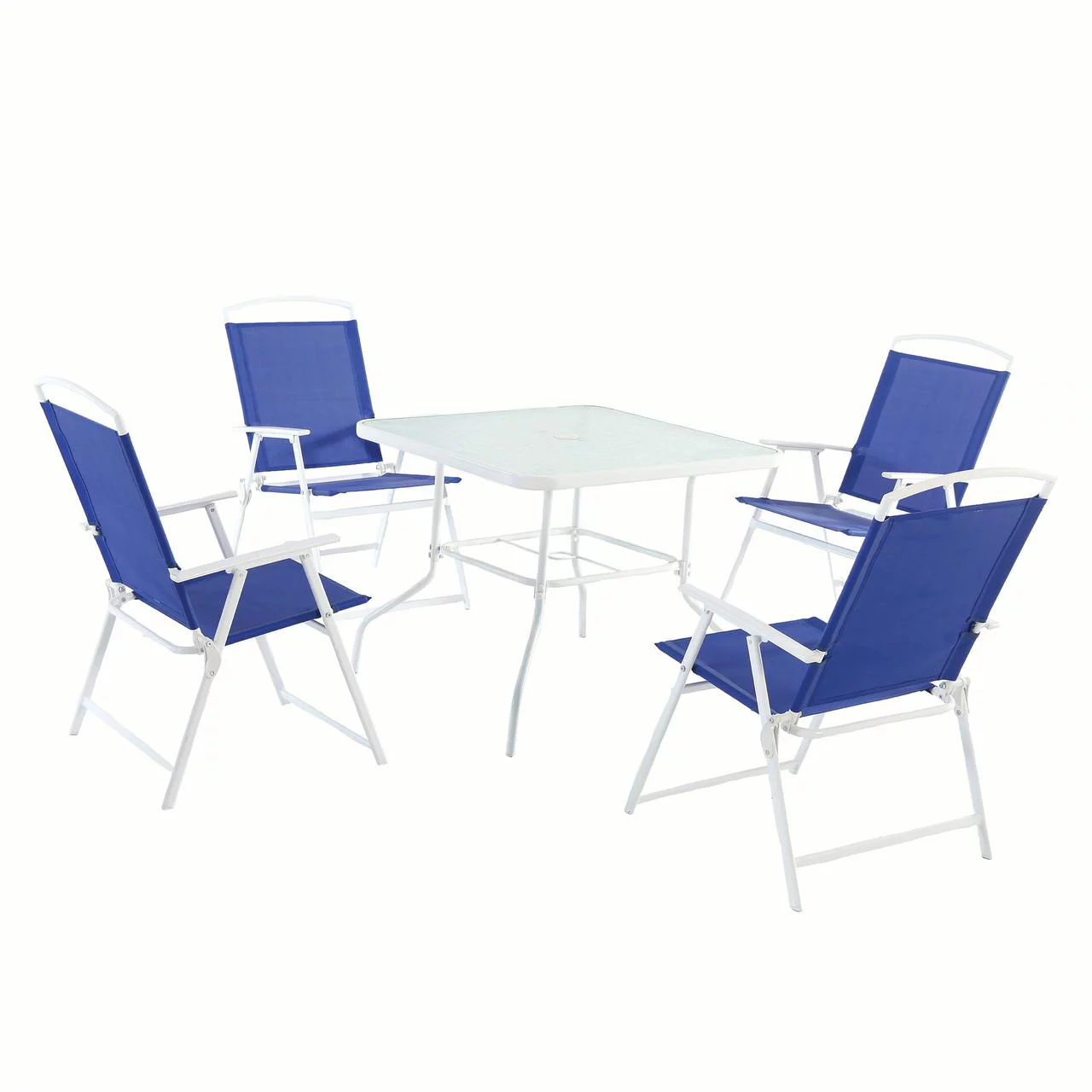 Mainstays Albany Lane 6 Piece Outdoor Patio Dining Set， Blue