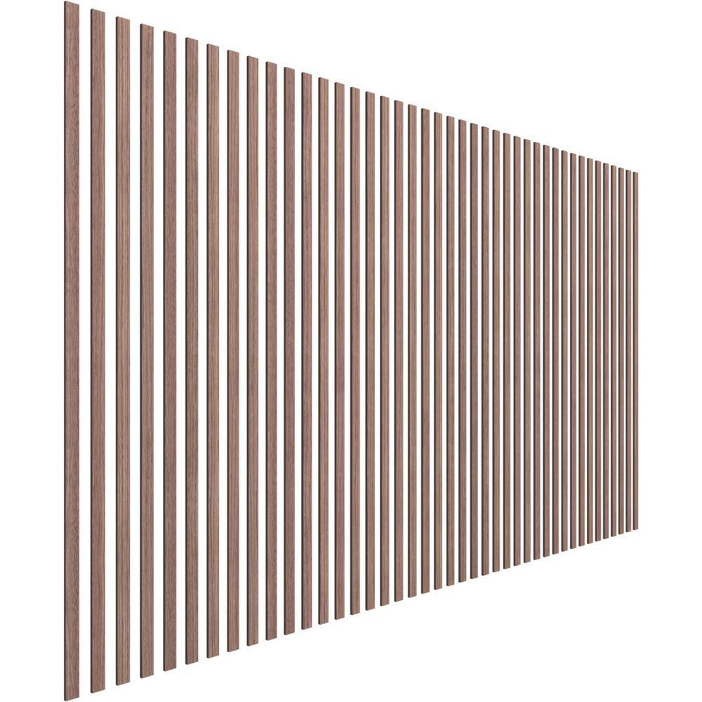 Ekena Millwork 47-in H x-14-in T Adjustable Wood Slat Wall Panel Kit w1-in W Slats Walnut (contains 42 Slats) SWW84X48X0250WA