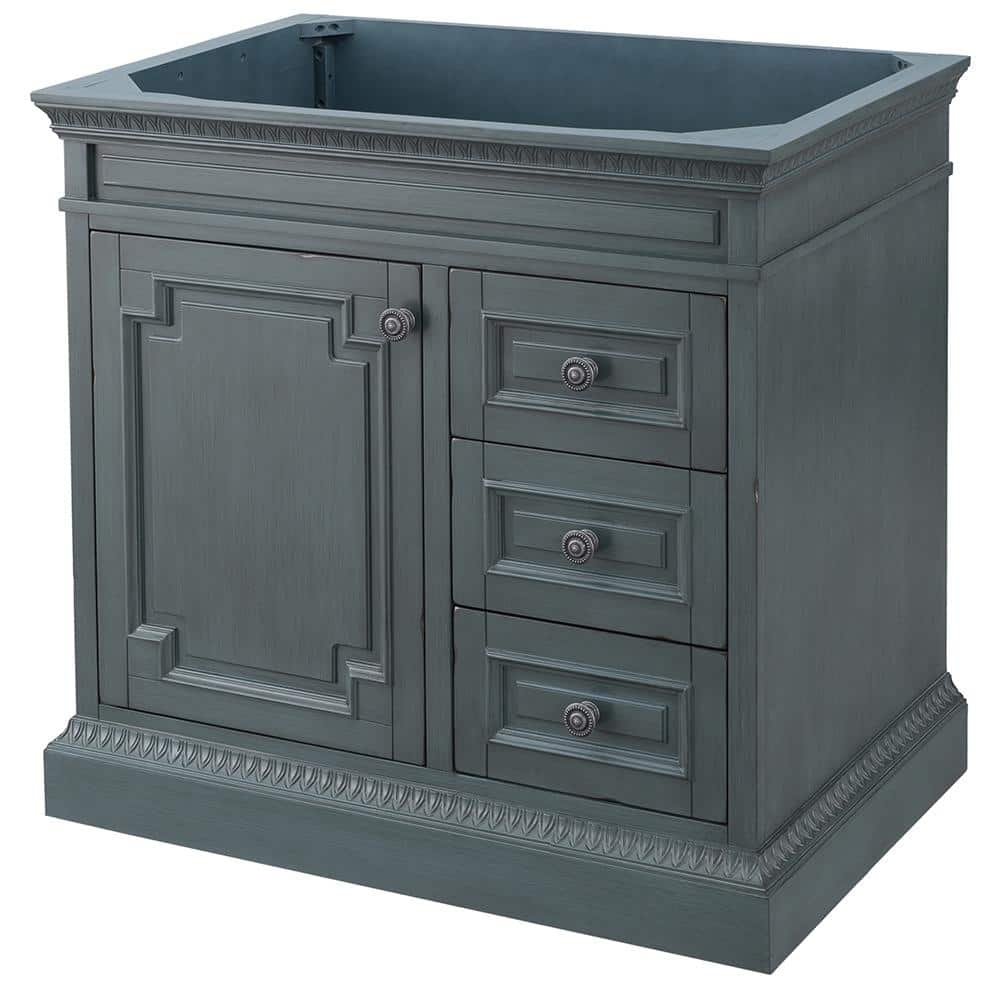 Home Decorators Collection Cailla 36 in W x 2150 in D Bath Vanity Cabinet Only in Distressed Blue Fog