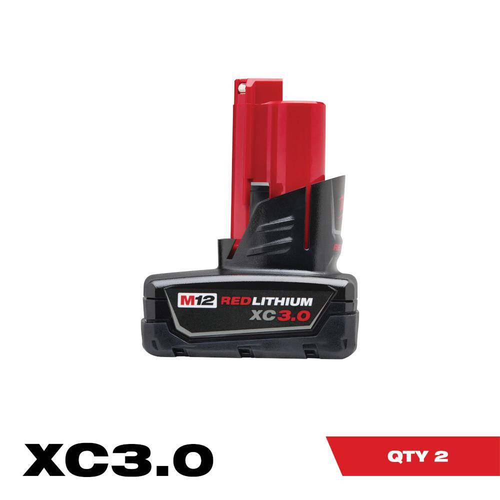 MW M12 12-Volt Lithium-Ion XC Extended Capacity 3.0 Ah Battery Pack (2-Pack) 48-11-2412